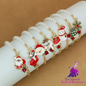 Old Man Snowman Elk Snowflake Bell Christmas Bracelet