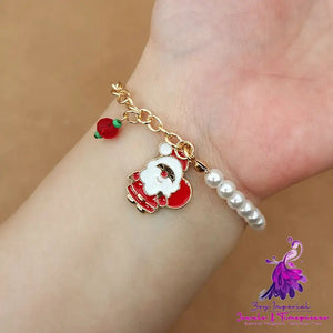 Old Man Snowman Elk Snowflake Bell Christmas Bracelet