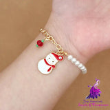 Old Man Snowman Elk Snowflake Bell Christmas Bracelet