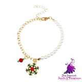 Old Man Snowman Elk Snowflake Bell Christmas Bracelet