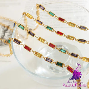 Colorful Rhinestone Splicing Necklace