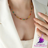 Colorful Rhinestone Splicing Necklace