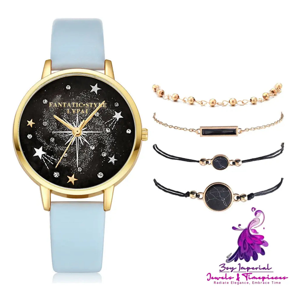 Starry Sky Female Watch Bracelet Set