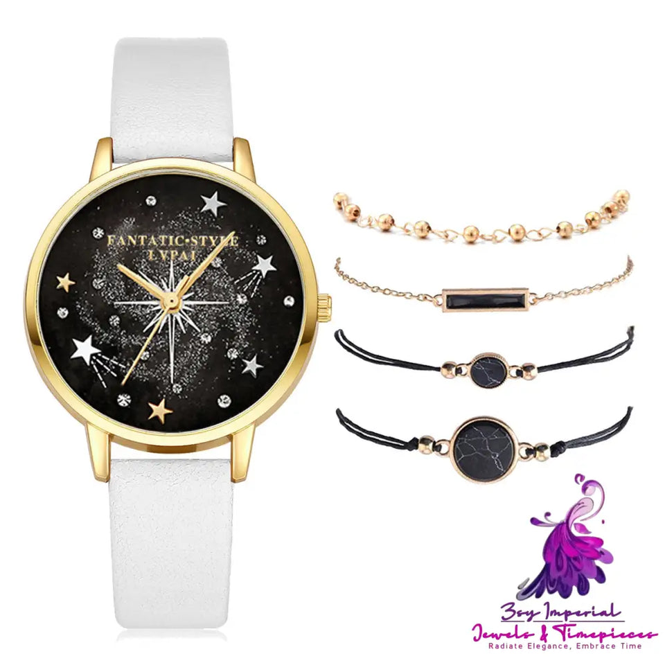 Starry Sky Female Watch Bracelet Set