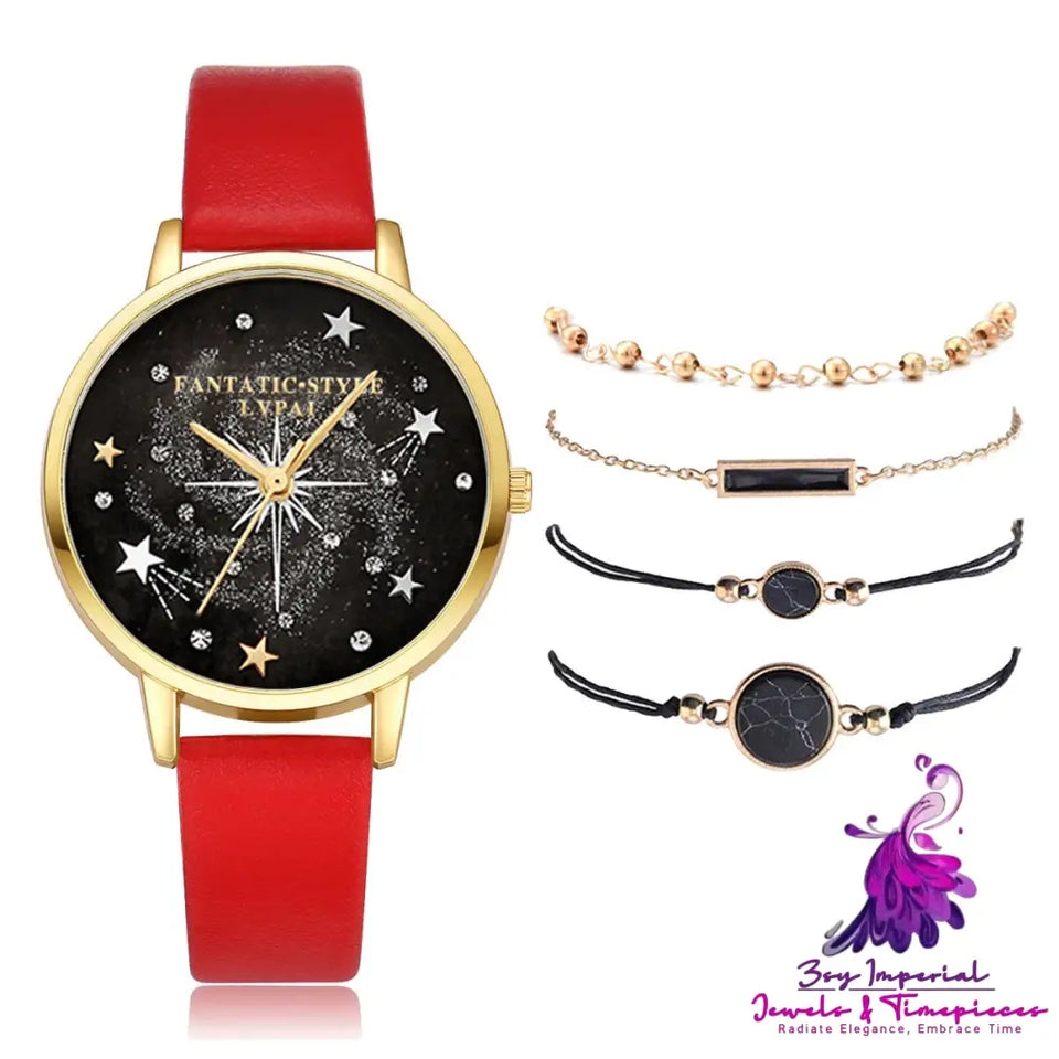 Starry Sky Female Watch Bracelet Set