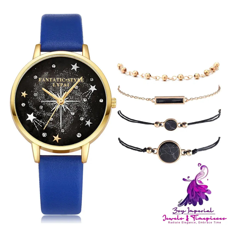 Starry Sky Female Watch Bracelet Set