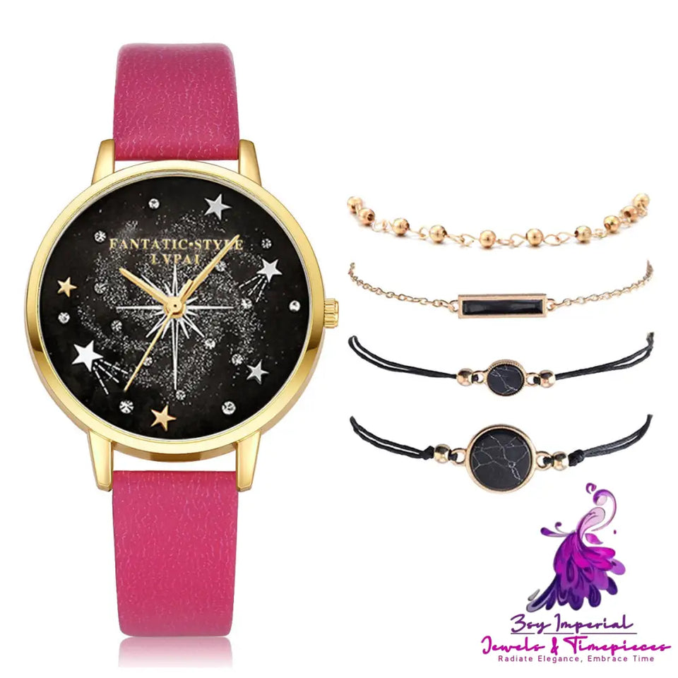 Starry Sky Female Watch Bracelet Set