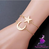 Alloy Couple Romantic Fine Chain Star Moon Bracelet