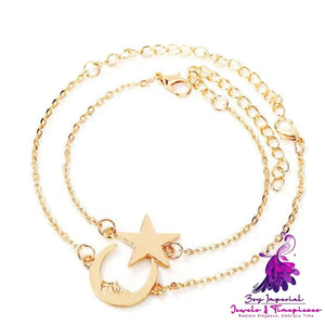 Alloy Couple Romantic Fine Chain Star Moon Bracelet