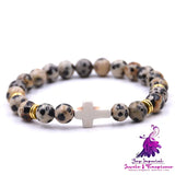 Natural Stone White Turquoise Cross Bracelet Multi-color