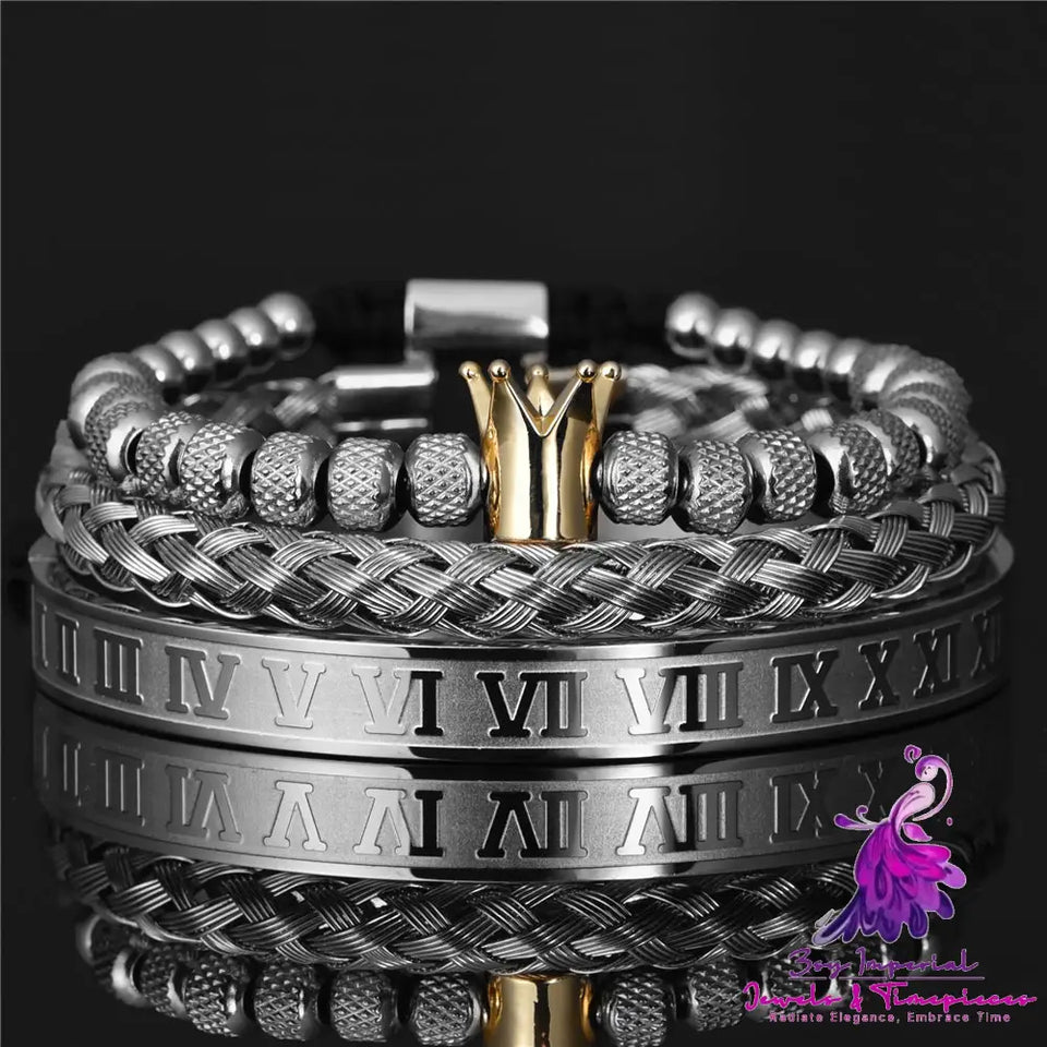 Crown Stainless Steel Handmade Bracelet