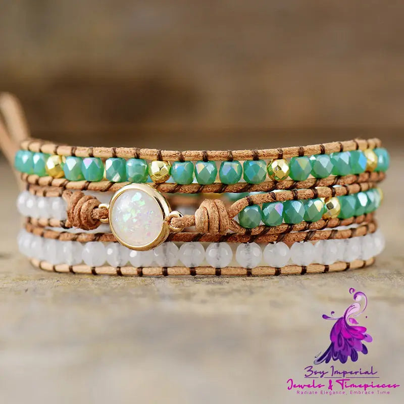 Opal Crystal Triple Wrap Bracelet