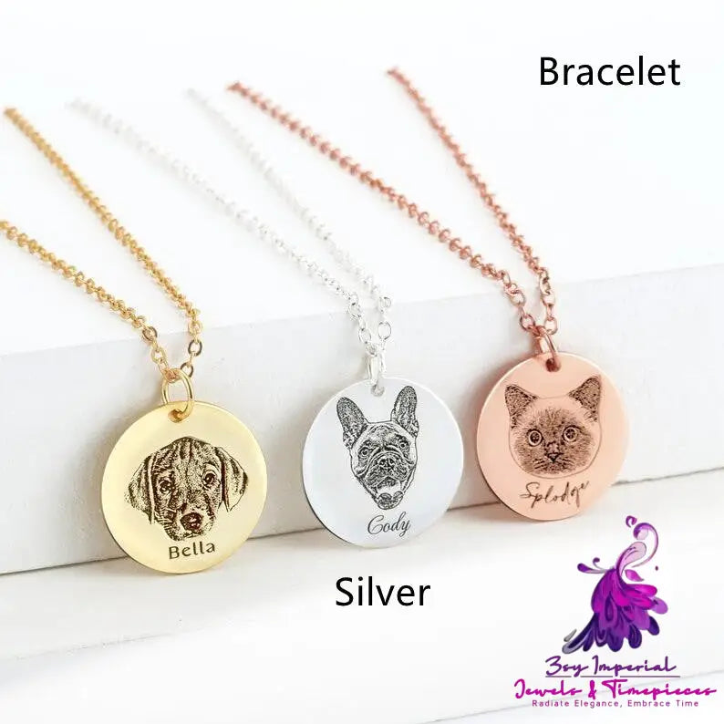 Stainless Steel Pet Photo Keychain Bracelet