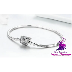 Cute Cat Silver Bracelet