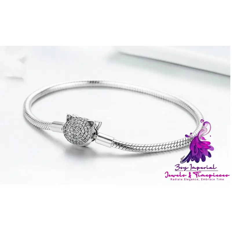 Cute Cat Silver Bracelet