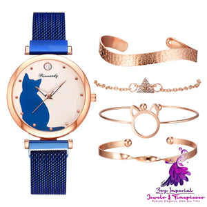 Cat-themed Bracelet Watch Set