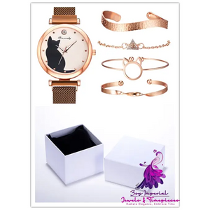 Cat-themed Bracelet Watch Set