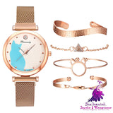 Cat-themed Bracelet Watch Set