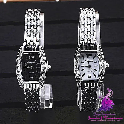 Square Dial Diamond Bracelet Watch for Women