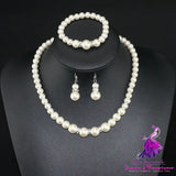 Pearl Necklace Bracelet & Earrings Set