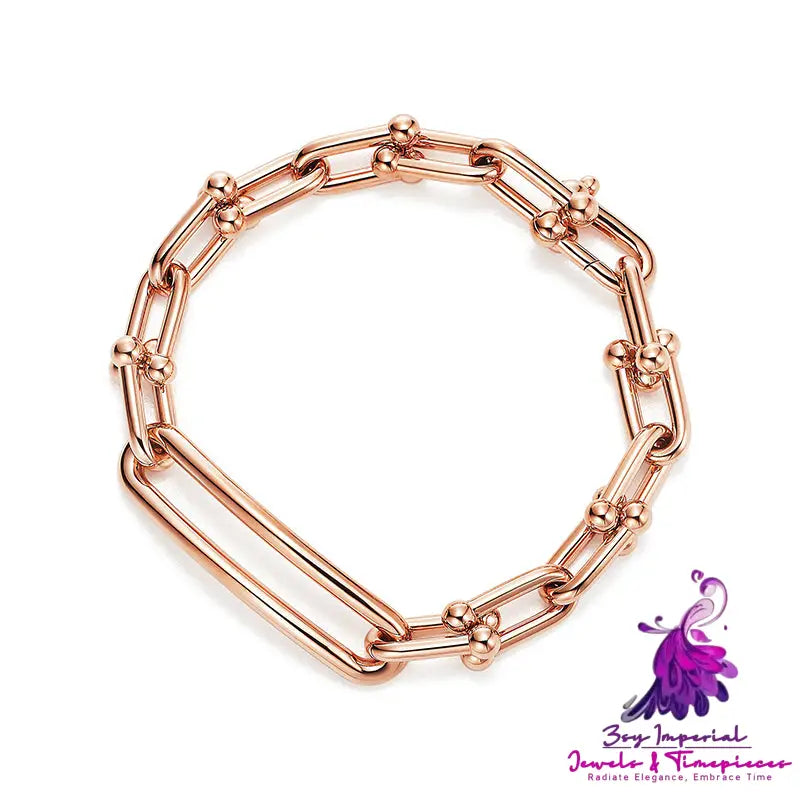 Sterling Silver 925 Electroplated 18K Rose Gold U-shaped