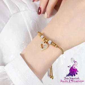 Hip Hop Hollowed Out Peach Heart Bracelet