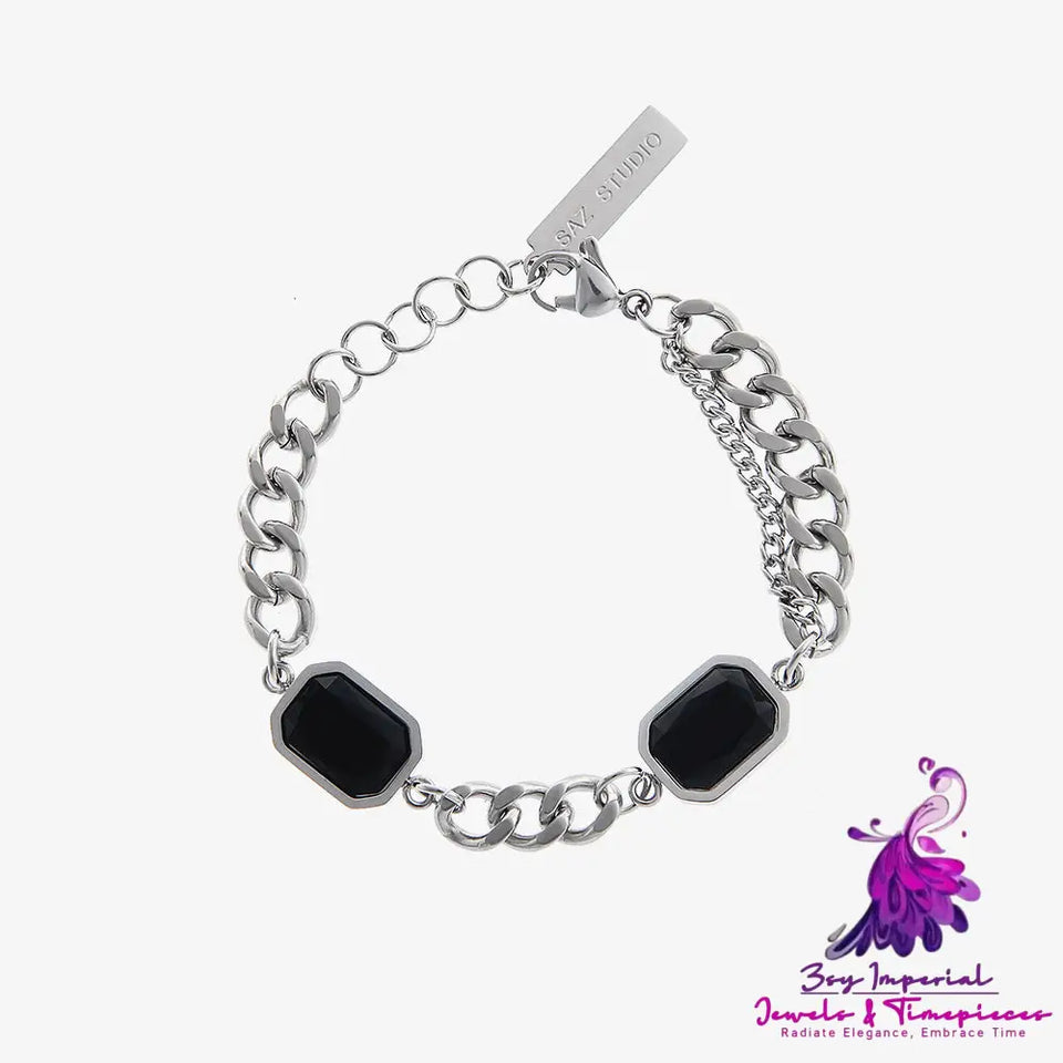 Cool Black Gemstone Splicing Bracelet