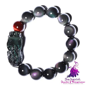 Rainbow Eyes Obsidian Bracelet for Men