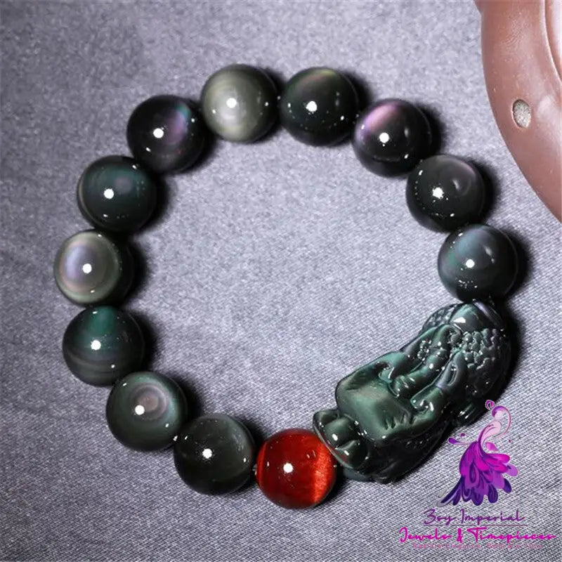 Rainbow Eyes Obsidian Bracelet for Men