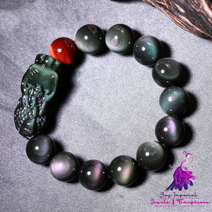 Rainbow Eyes Obsidian Bracelet for Men