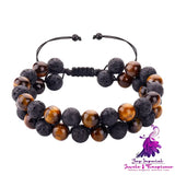 Simple Obsidian Double Weave Bracelet