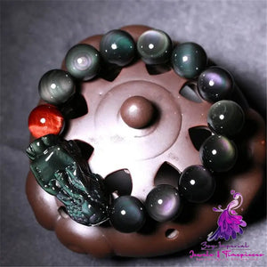 Rainbow Eyes Obsidian Bracelet for Men