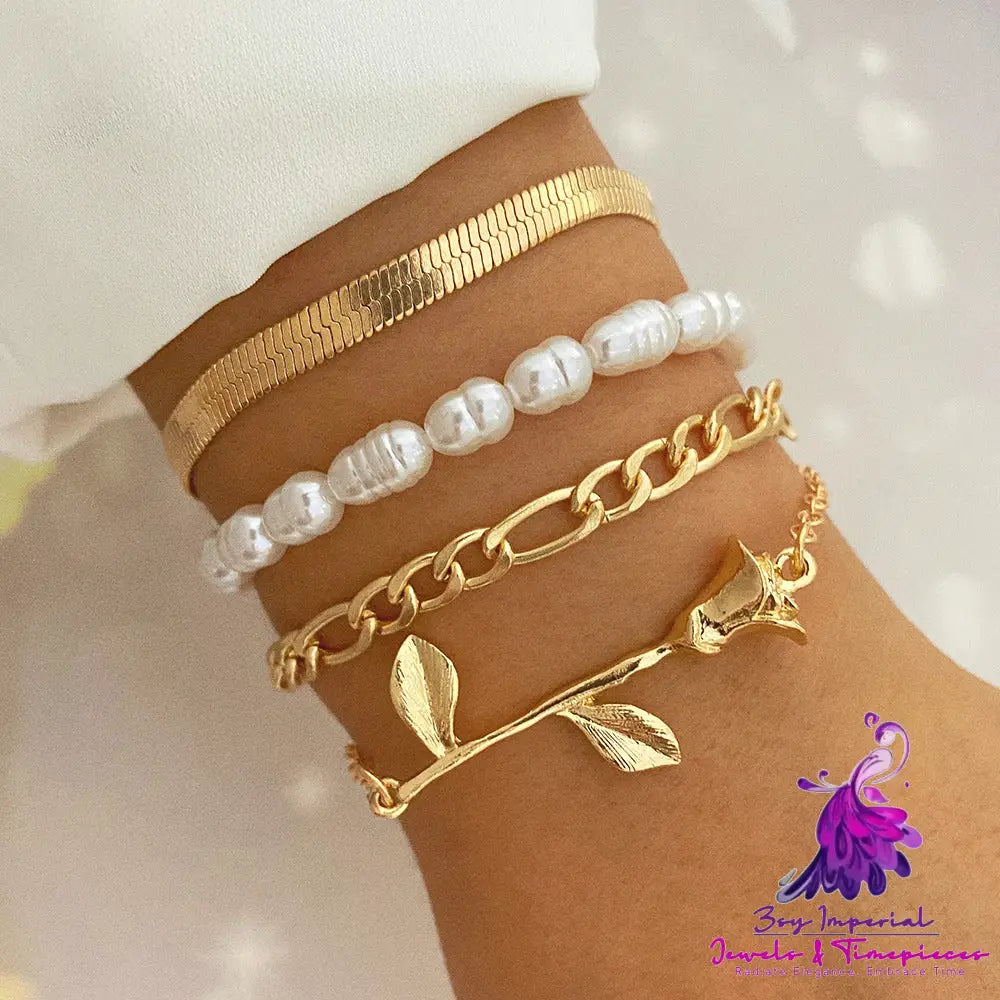 Metal Gold Pearl Bracelet