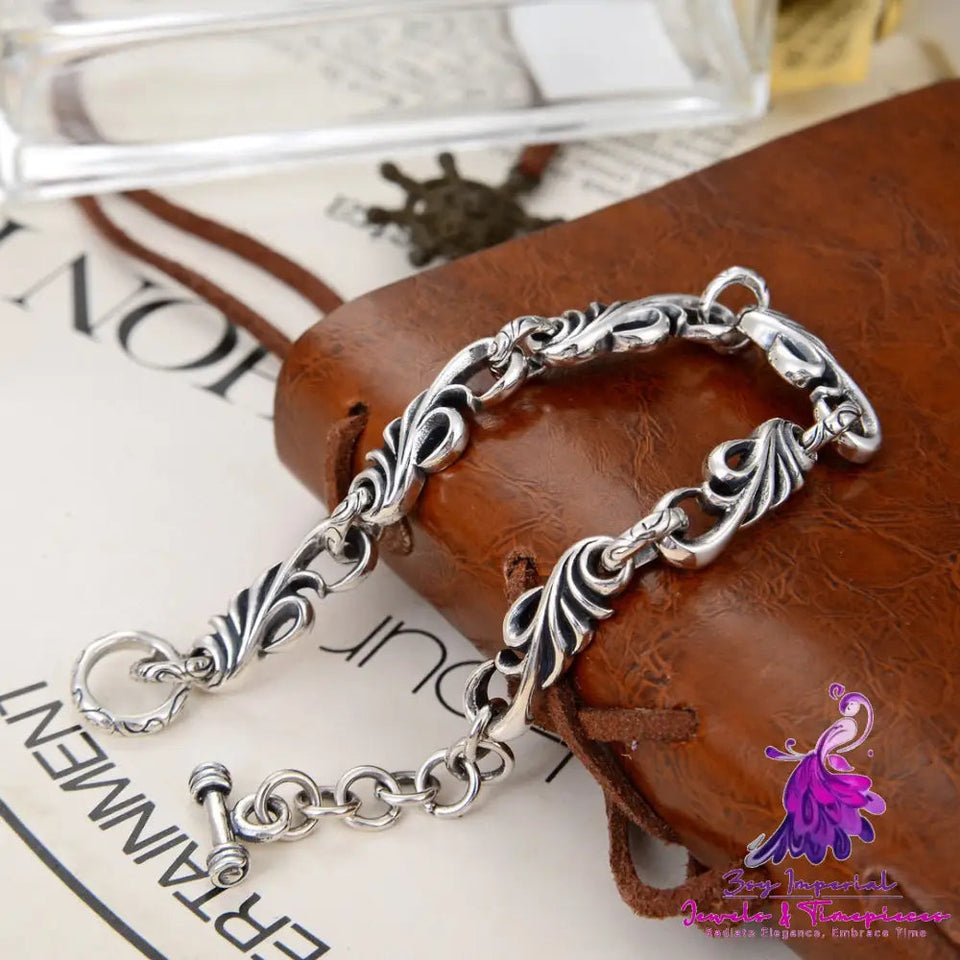 New Vine Flower Silver Bracelet Men’s Bracelet