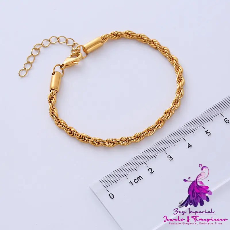 Vacuum Electroplated Gold Twist Bracelet