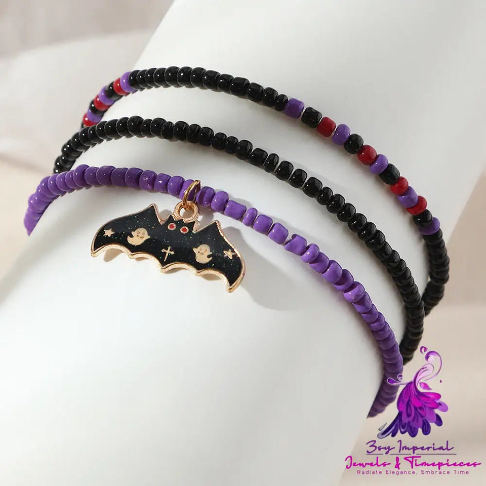 Hand Wear Mixed Color Rice Beads Pumpkin Bat Halloween