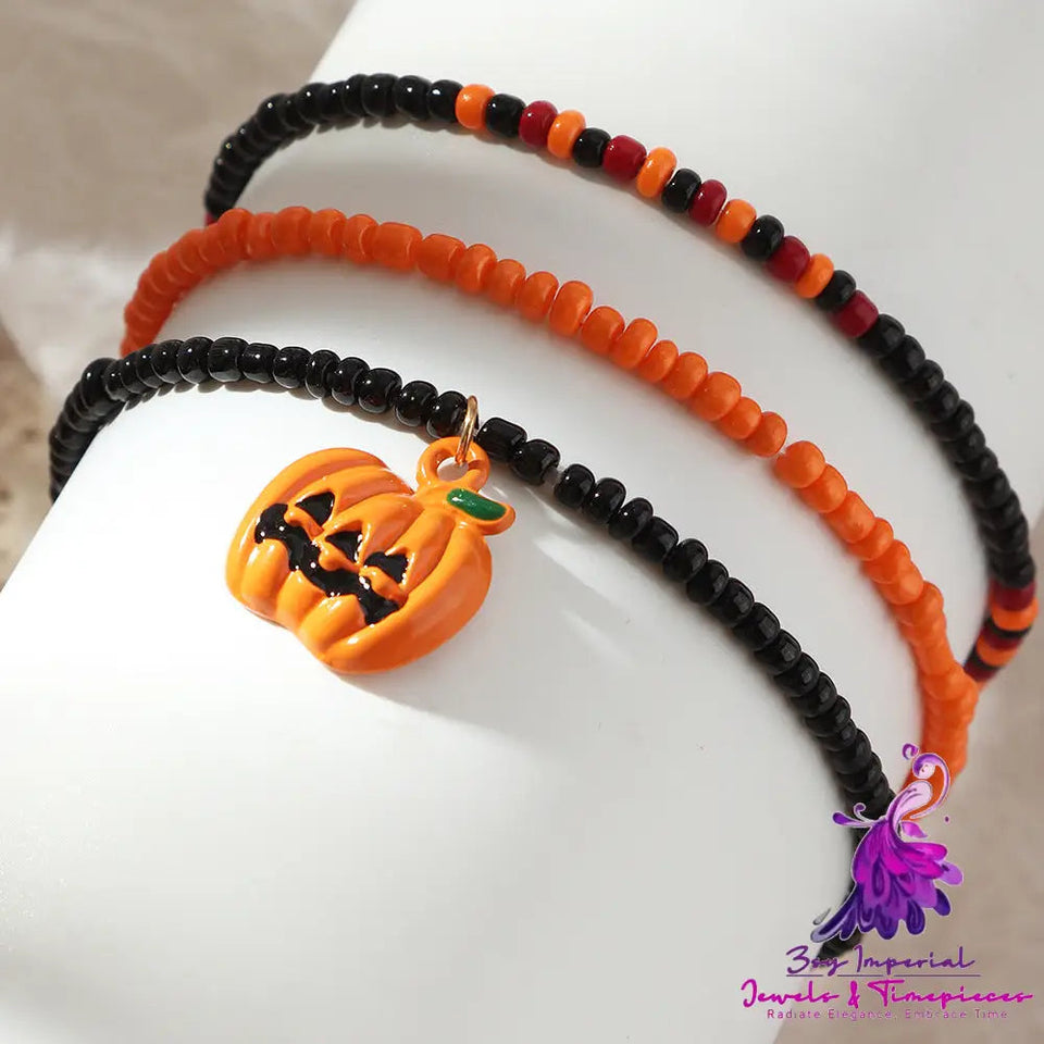 Hand Wear Mixed Color Rice Beads Pumpkin Bat Halloween