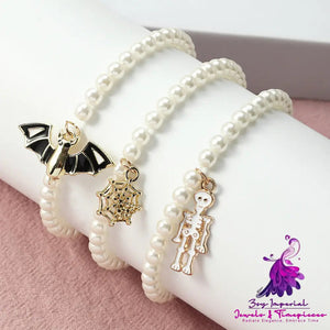 Imp Pendant Pearl Halloween Bracelet