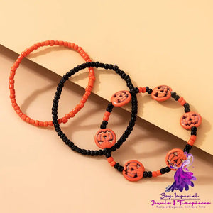 Halloween Day Skull Color Rice Beads Elastic Rope