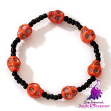 Halloween Day Skull Color Rice Beads Elastic Rope