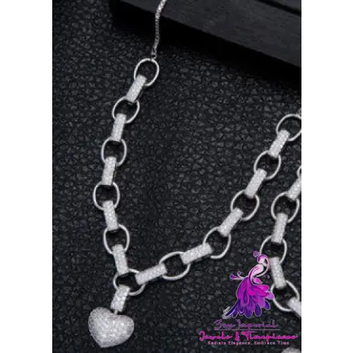 Heart-Shaped Necklace and Bracelet Set