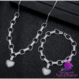 Heart-Shaped Necklace and Bracelet Set