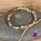 Indian Agate Hexagonal Charm Braided Bracelet