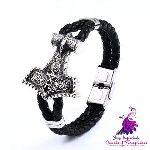 Men’s Stainless Steel Leather Bracelet