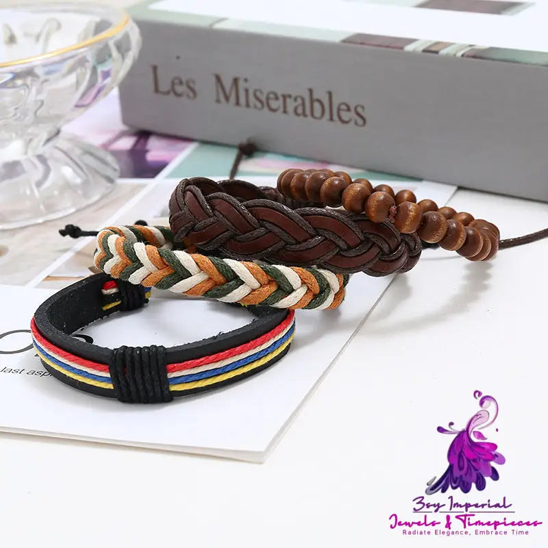 Men’s Fashion Vintage Weave Leather Bracelet