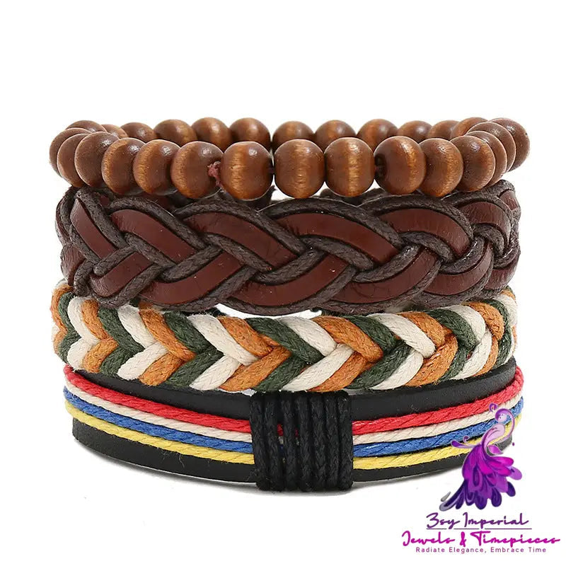 Men’s Fashion Vintage Weave Leather Bracelet