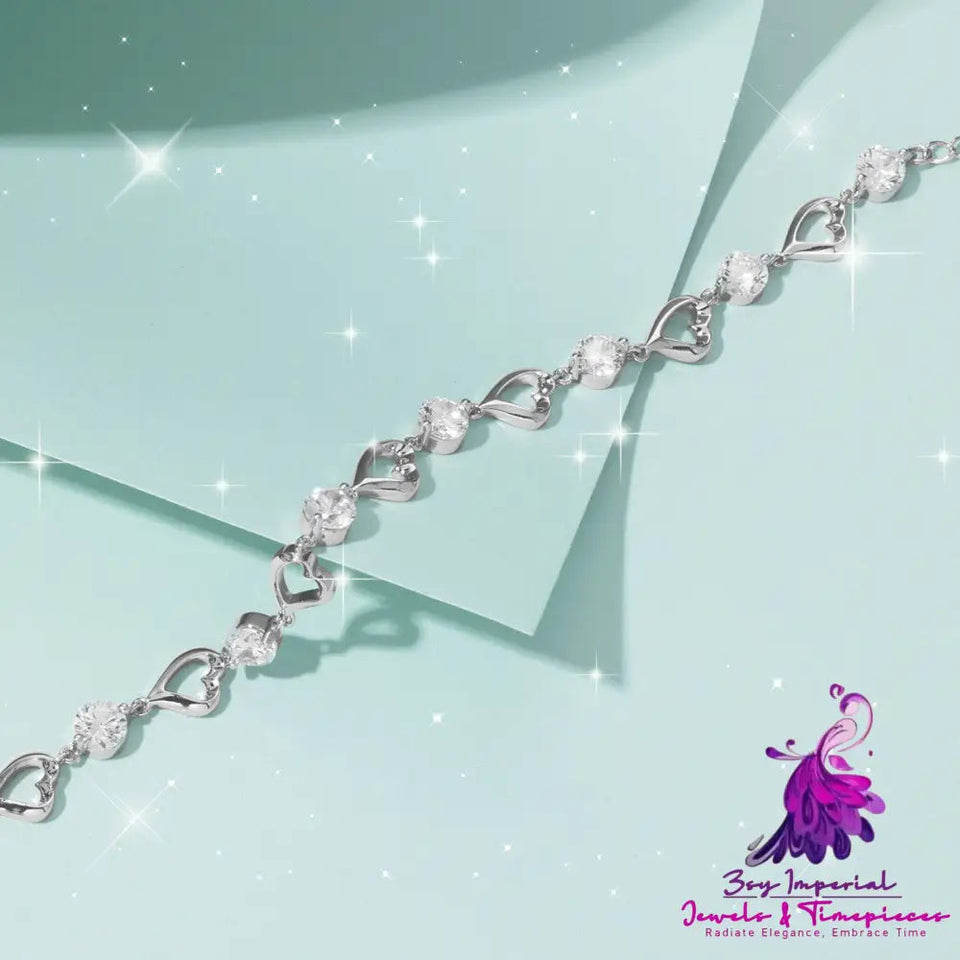 Women’s Loving Heart Zircon Bracelet S925 Sterling Silver