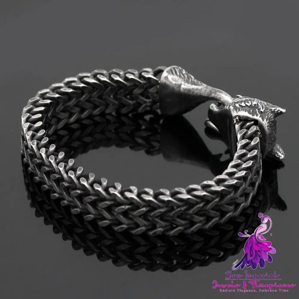 Vintage Black Wolf Head Bracelet