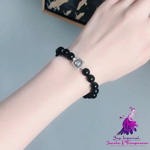 S925 Silver Natural Moonlight Obsidian Bracelet