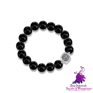 S925 Silver Natural Moonlight Obsidian Bracelet